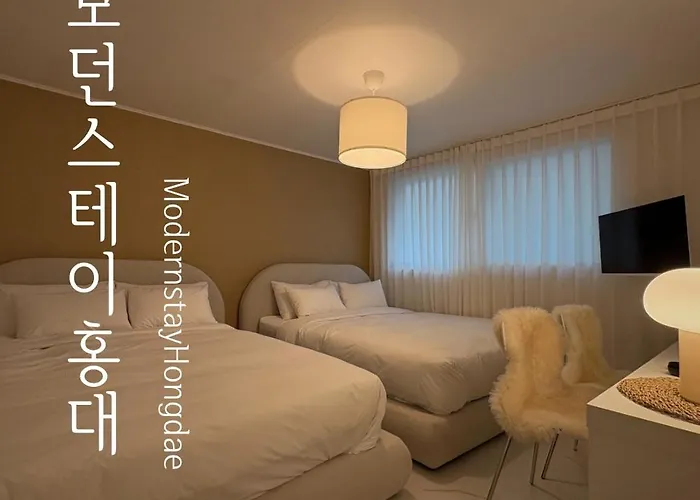 Modernstay Hongdae#Mangwon Local Market 10Mins, Hongdae, Airport Bus, Hanriver Park 10Min,Family